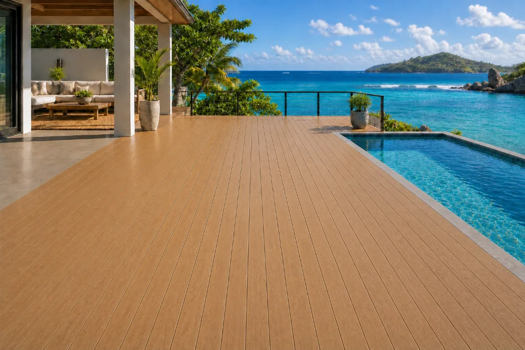 Terrasse aluminium GT MAT panoramique — Saint-Martin Terrasse aluminium panoramique avec vue mer — villa luxe à Saint-Martin